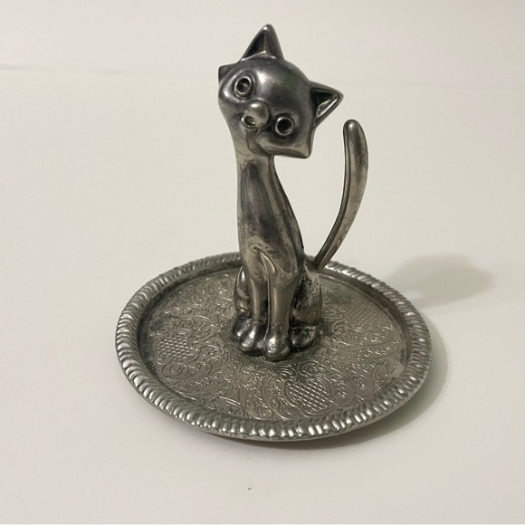 Vintage Cat Ring Holder Jewelry Display Kitty Trinket Holder - Picture 12 of 12